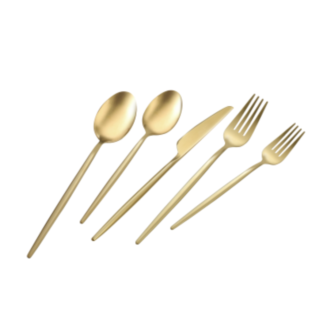 20-Piece Champagne Satin Flatware Set: 4 Dinner Forks, 4 Dinner Spoons, 4 Teaspoons, 4 Tea Forks