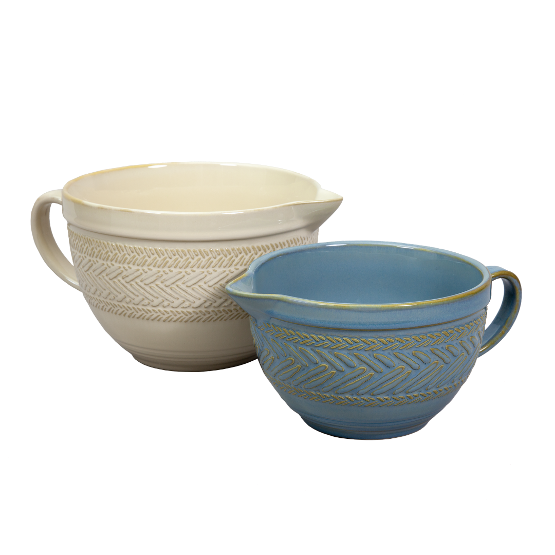 Texture Pattern Stone 2-Piece Batter Bowl Set - 8.25" & 10"